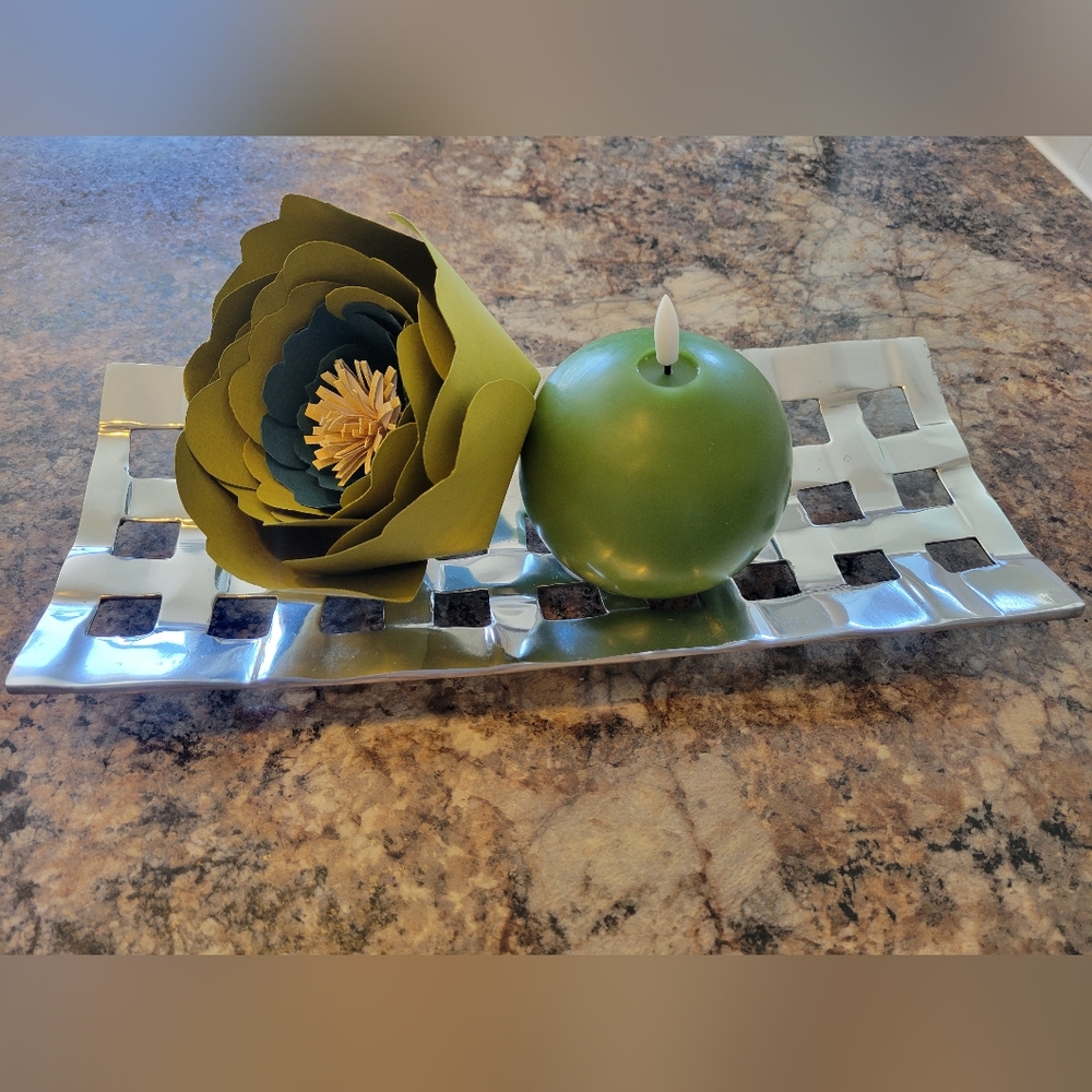 Silver Footed Decor Tray. Heavier weight.
